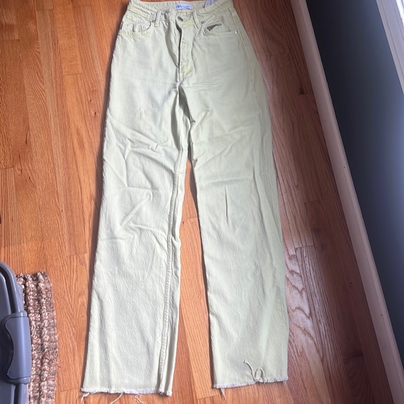 Zara Jeans Wide Legged Light Green Jeans Poshmark